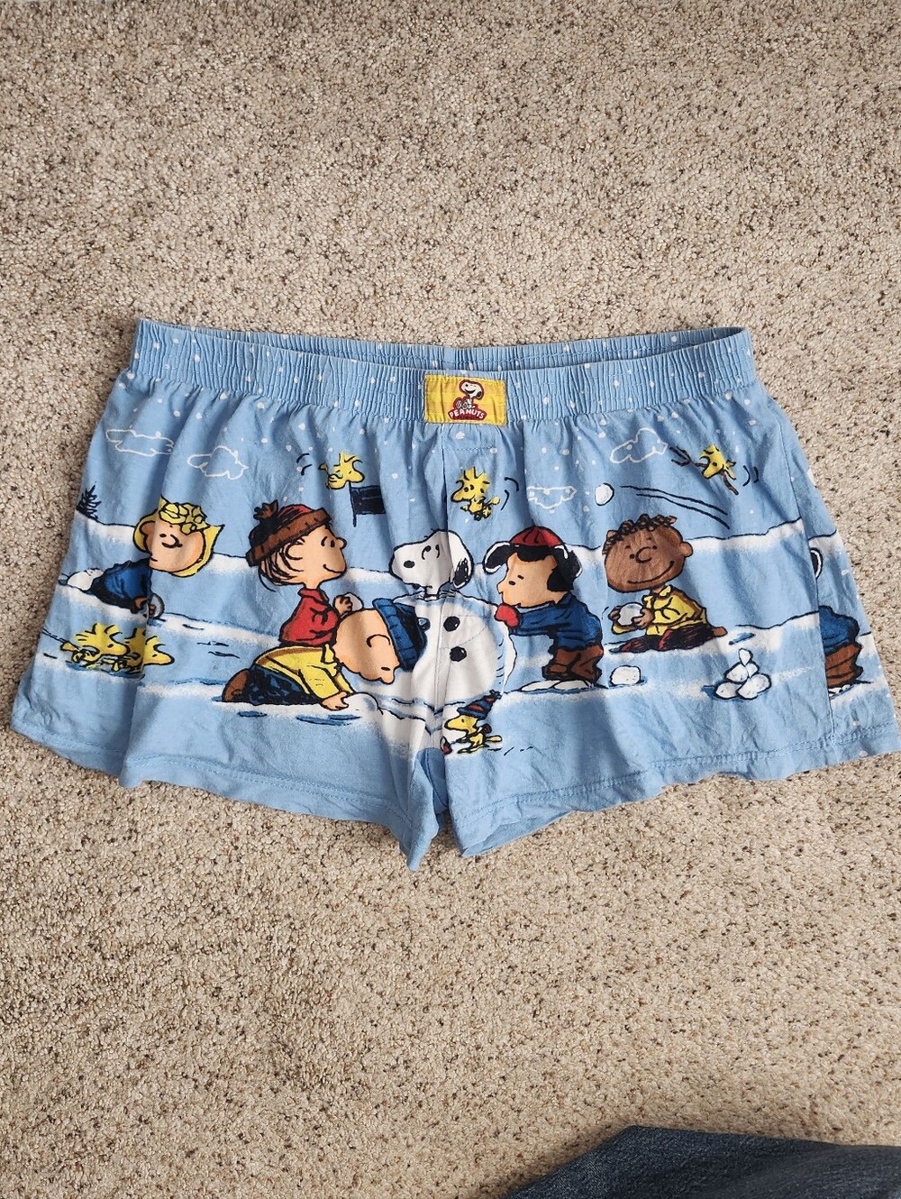Peanuts Light Blue Cartoon Character Boxer Shorts